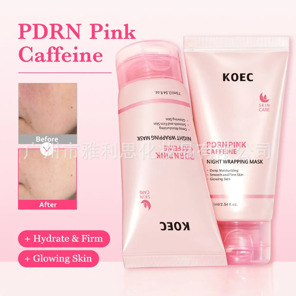 75ml KOEC PDRN Pink Caffein Night Wrapping Peel Off Facial Mask Moisturizing Firming Glowing Revitalizing Collagen Niacinamide