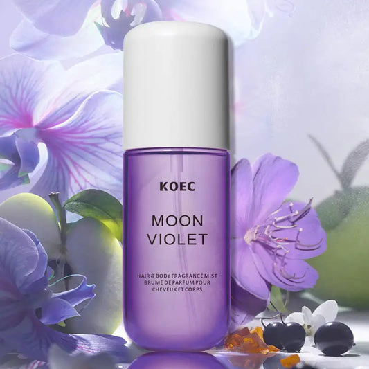 50ml KOEC Moon Violet Purple Fragrance Mist Perfume Moisturizing Refreshing Triple Notes Amber Black Currant Propylene Glycol