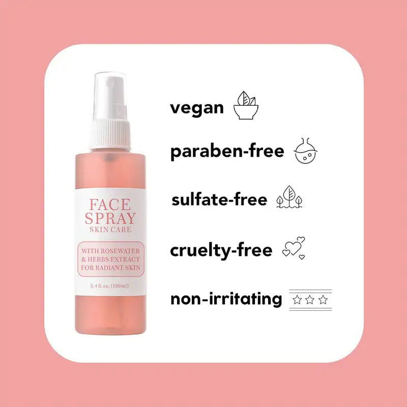 100ml KOEC Rose Water Herb Face Spray Hydrating Rejuvenating Refreshing Cooling Non-Irritating Rose Extract Glycerin Menthol Oil