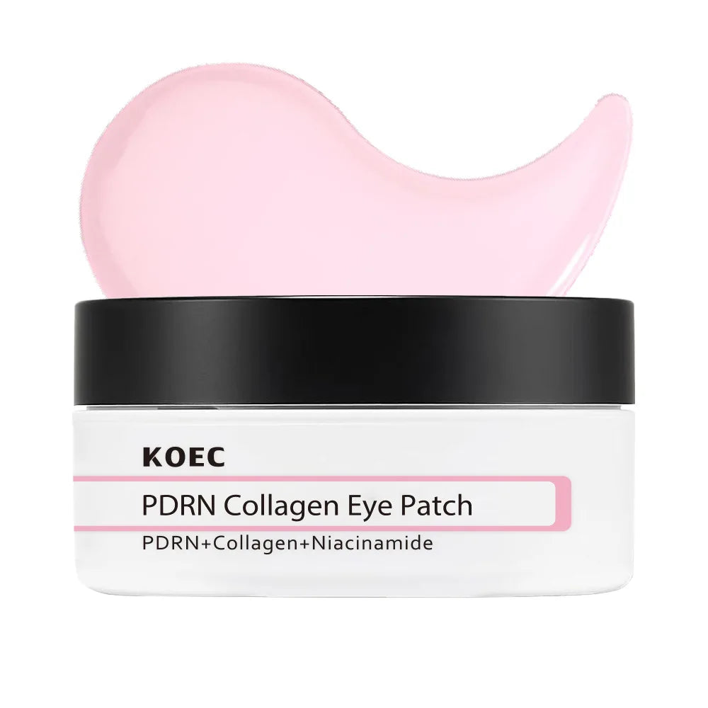 60PCs KOEC PDRN Pink Collagen Eye Patch Revitalizing Soothing Glowing Reduce Puffiness Fine Lines Anti-Wrinkles Niacinamide VB12