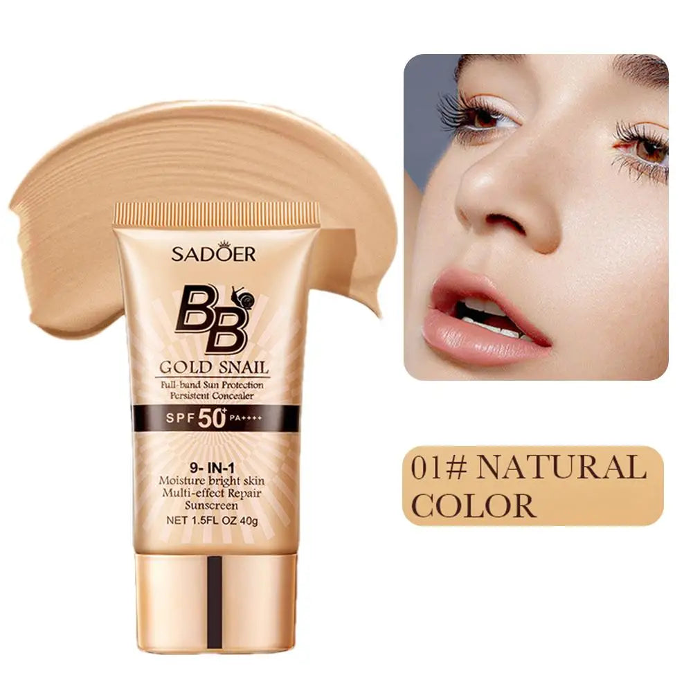 BB Cream Foundation 2colors Brighten Even Skin Tone Liquid Concealer Gold Snail SPF 50 Sunscreen Moisturizing Cream Makeup Base