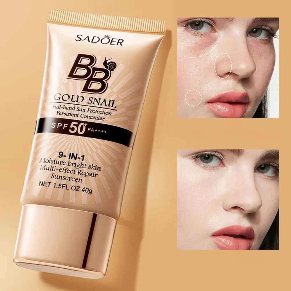 BB Cream Foundation 2colors Brighten Even Skin Tone Liquid Concealer Gold Snail SPF 50 Sunscreen Moisturizing Cream Makeup Base