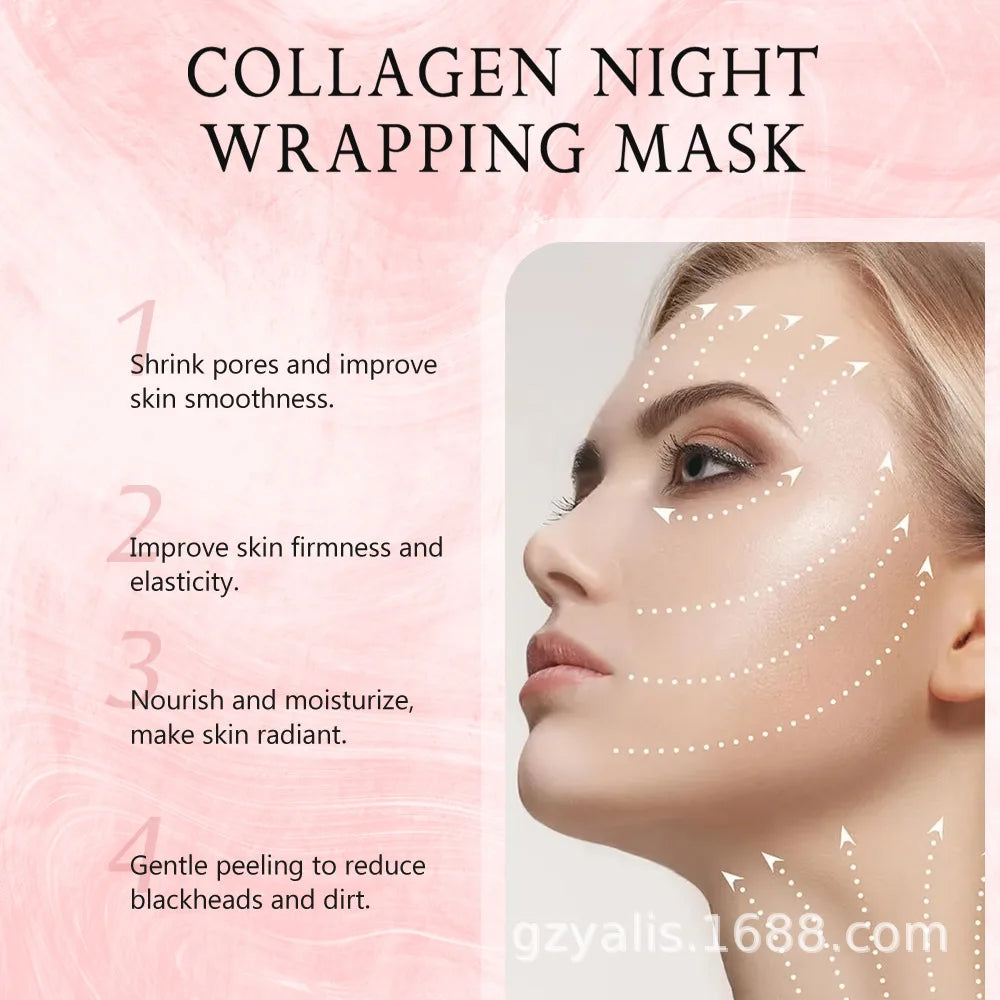 75ml KOEC Collagen Night Peel Off Mask Moisturizing Firming Nourishing Elasticity Remove Blackhead Hyaluronic Acid Niacinamide