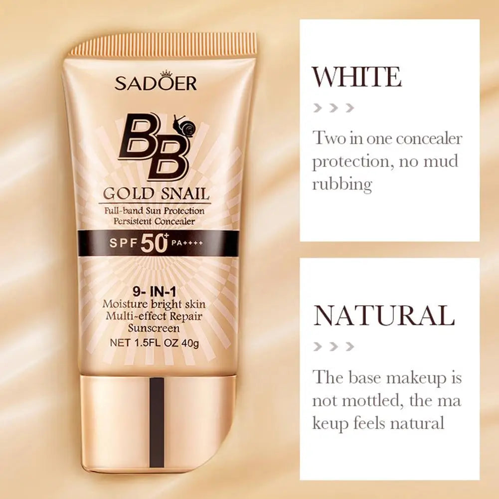 BB Cream Foundation 2colors Brighten Even Skin Tone Liquid Concealer Gold Snail SPF 50 Sunscreen Moisturizing Cream Makeup Base