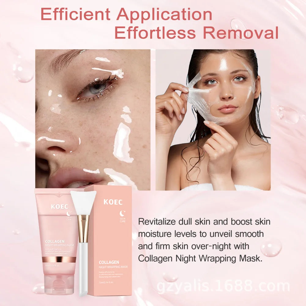 75ml KOEC Collagen Night Peel Off Mask Moisturizing Firming Nourishing Elasticity Remove Blackhead Hyaluronic Acid Niacinamide