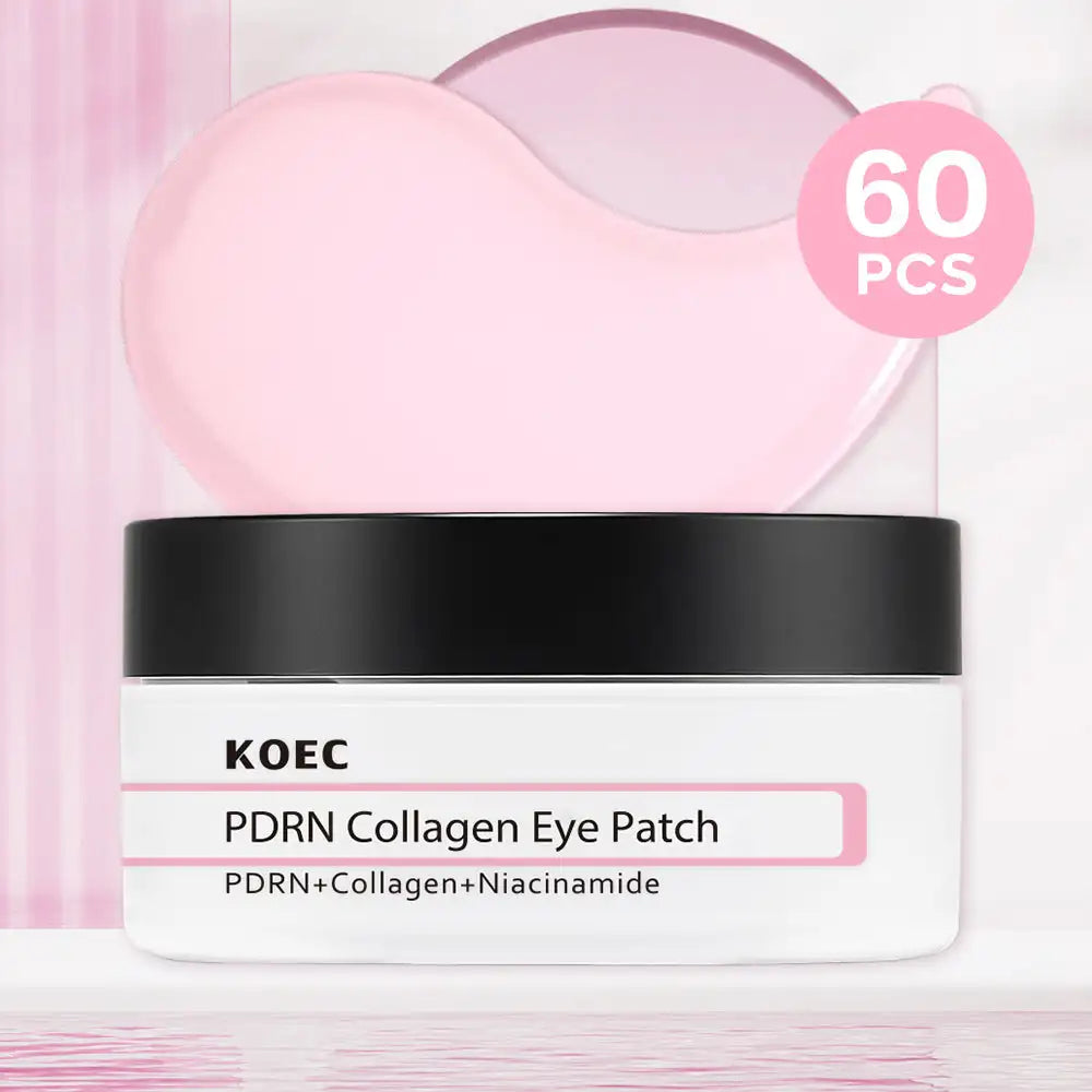60PCs KOEC PDRN Pink Collagen Eye Patch Revitalizing Soothing Glowing Reduce Puffiness Fine Lines Anti-Wrinkles Niacinamide VB12
