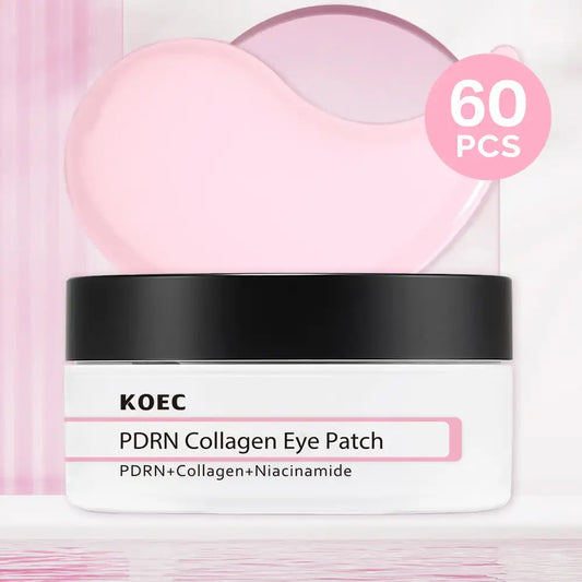 60PCs KOEC PDRN Pink Collagen Eye Patch Revitalizing Soothing Glowing Reduce Puffiness Fine Lines Anti-Wrinkles Niacinamide VB12