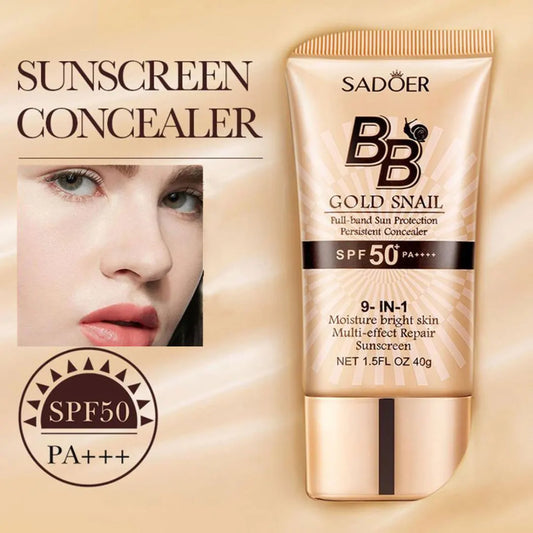 BB Cream Foundation 2colors Brighten Even Skin Tone Liquid Concealer Gold Snail SPF 50 Sunscreen Moisturizing Cream Makeup Base